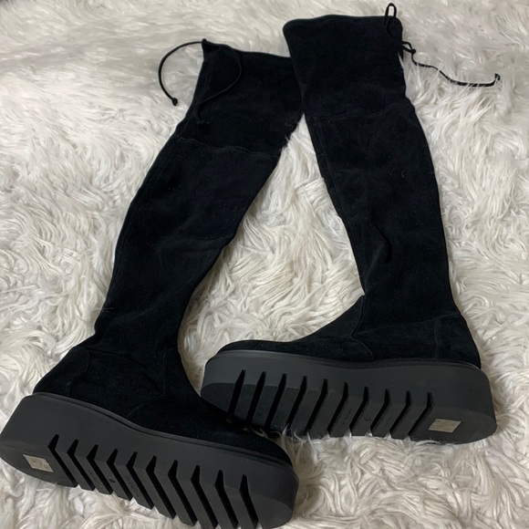 Stuart Weitzman Shoes - STUART WEITZMAN Chalet Lug City Over The Knee boots tie back black women’s sz 7